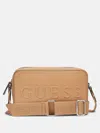 Guess Factory Haddington Mini Double-zip Crossbody In Brown