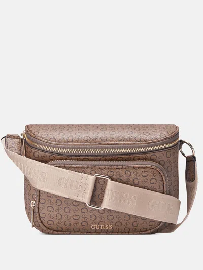 Guess Factory Hailley Signature Mini Belt Bag In Beige