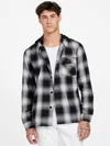 Guess Factory Hank Plaid Hooded Shirt In Black