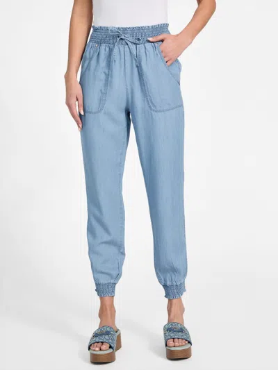 Guess Factory Harper Chambray Joggers In Blue