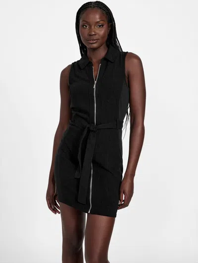 Guess Factory Harper Linen-blend Dress In Black