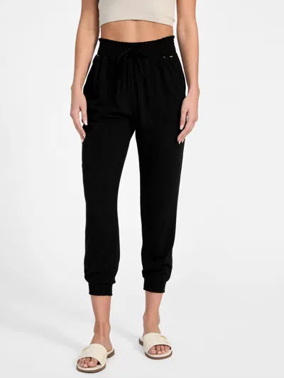 Guess Factory Harper Linen-blend Joggers In Black