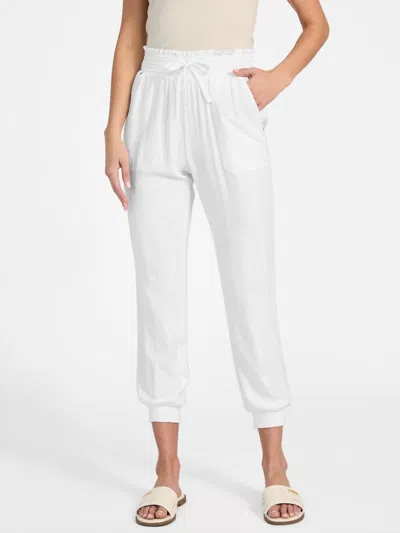 Guess Factory Harper Linen-blend Joggers In White