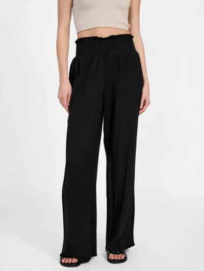 Guess Factory Harper Linen-blend Palazzo Pants In Black