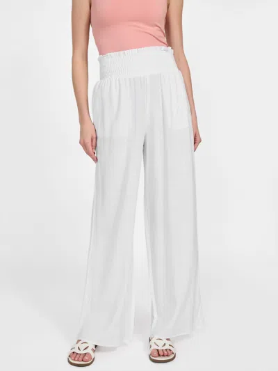 Guess Factory Harper Linen-blend Palazzo Pants In White