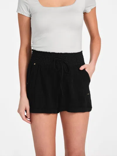 Guess Factory Harper Linen-blend Shorts In Black