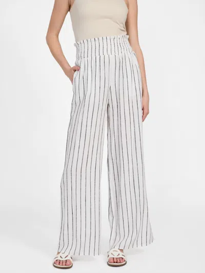 Guess Factory Harper Striped Linen-blend Palazzo Pants In Multi