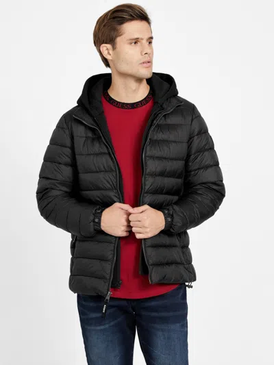 Guess Factory Harrison Hooded Quilted Jacket In Black