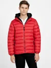 Guess Factory Harrison Hooded Quilted Jacket In Red
