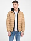 Guess Factory Harrison Hooded Quilted Jacket In Brown