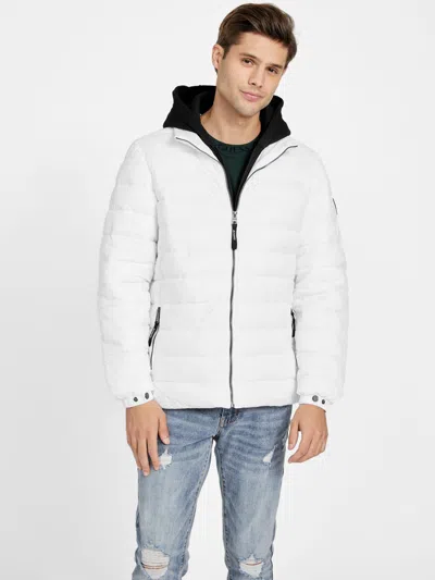 Guess Factory Harrison Hooded Quilted Jacket In White