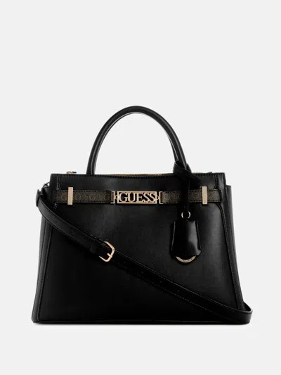 Guess Factory Hauser Logo-trim Satchel In Black