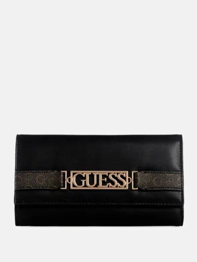 Guess Factory Hauser Logo-trim Slim Clutch In Black