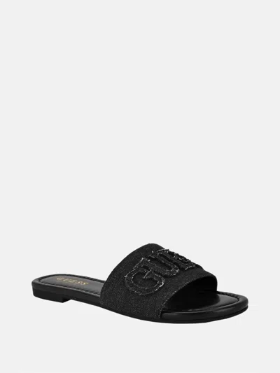 Guess Factory Havas Denim Slide Sandals In Black