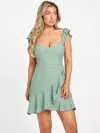 Guess Factory Hazel Ruffle Dress In Green