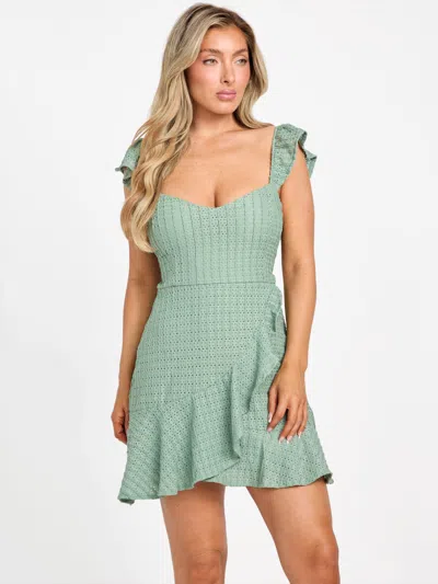 Guess Factory Hazel Ruffle Dress In Green