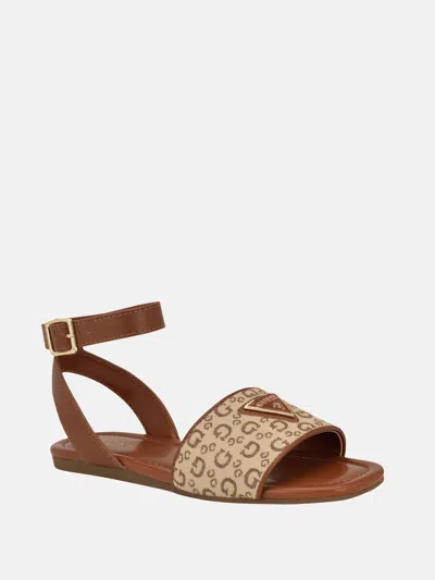 Guess Factory Hazens Logo Sandals In Brown