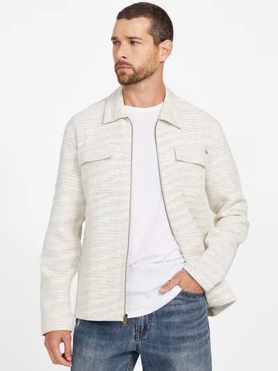 Guess Factory Hendrix Woven Tweed Shirt In White