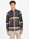 Guess Factory Henry Plaid Long-sleeve Shirt In Black