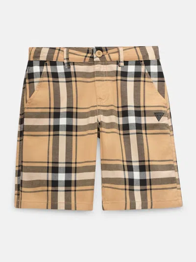 Guess Factory Kids' Hertz Plaid Shorts (7-16) In Brown