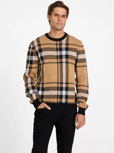 Guess Factory Hertz Plaid Sweater In Brown