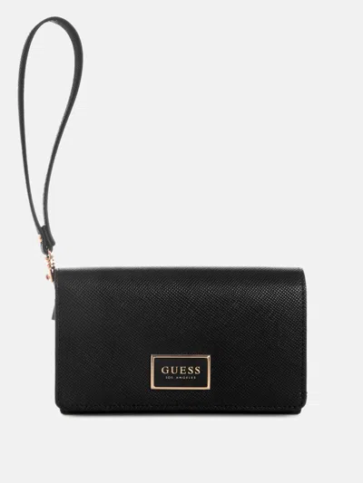 Guess Factory Hilda Saffiano Phone Organizer In Black
