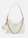 Guess Factory Holly Faux-fur Shoulder Bag In White