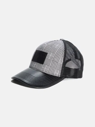 Guess Factory Houndstooth Baseball Hat In Black