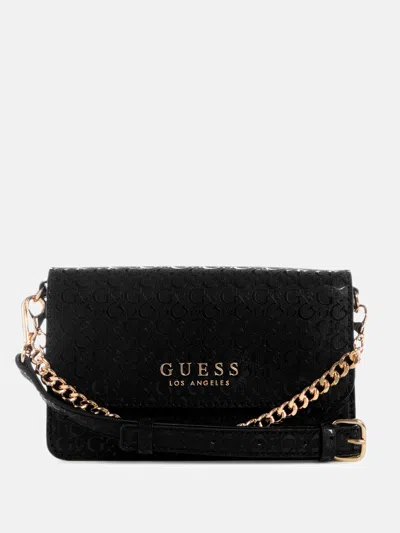 Guess Factory Indira Shiny Logo Crossbody In Black