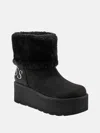 Guess Factory Indya Shearling Platform Booties In Black