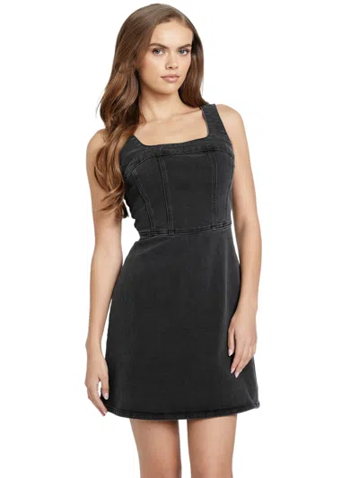 Guess Factory Ingrid Mini Denim Dress In Black