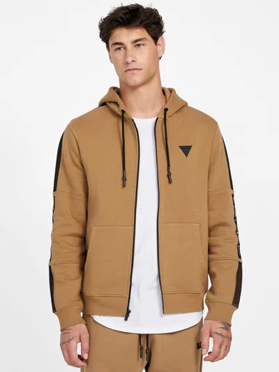 Guess Factory Isaac Full-zip Hoodie In Brown