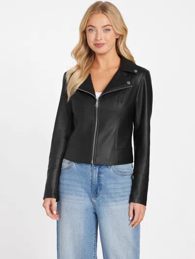 Guess Factory Jacki Faux-leather Jacket In Black