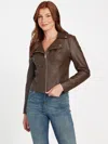 Guess Factory Jacki Faux-leather Jacket In Brown