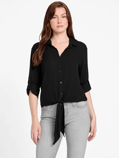 Guess Factory Jackson Twill Tie Shirt In Black