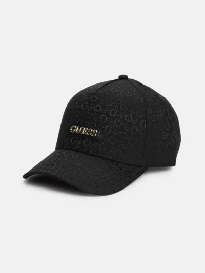Guess Factory Jacquard Logo Baseball Hat In Black