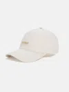 Guess Factory Faux-leather Logo Patch Baseball Hat In White