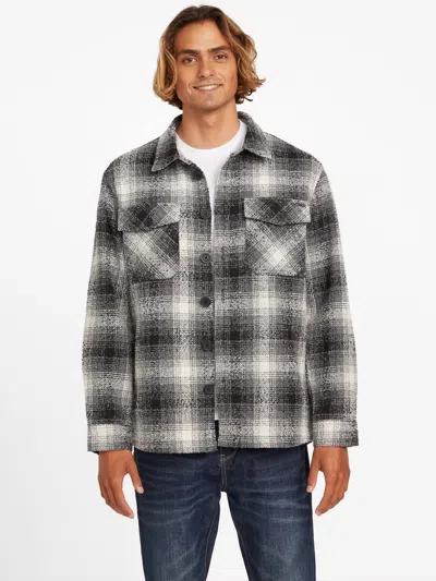 Guess Factory Jay Plaid Boucle Pocket Shirt In Black