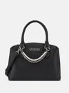 Guess Factory Jeanine Faux-pearl Charm Satchel In Black