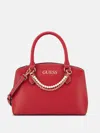 Guess Factory Jeanine Faux-pearl Charm Satchel In Red