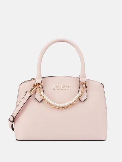 Guess Factory Jeanine Faux-pearl Charm Satchel In Pink
