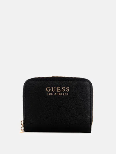 Guess Factory Jennice Fold-over Zip Wallet In Black