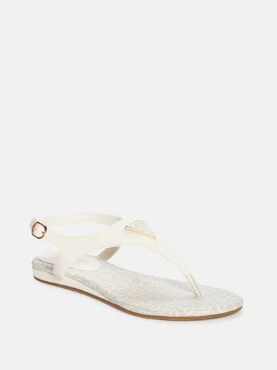 Guess Factory Jerrah T-strap Sandals In White