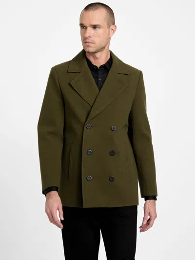 Guess Factory Jimmy Wool-blend Coat In Green