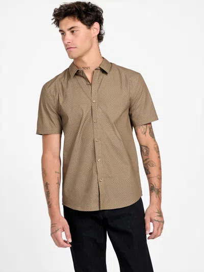 Guess Factory Johnson Geo Woven Shirt In Brown