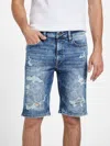 Guess Factory Jonah Rip-and-repair Denim Shorts In Blue