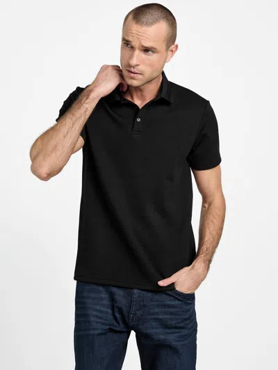 Guess Factory Jonathan Textured Polo In Black