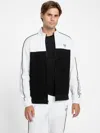 Guess Factory Jose Color-block Logo Zip Jacket In Black