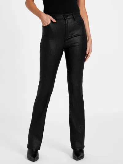Guess Factory Julia Metallic High-rise Bootcut Jeans In Black
