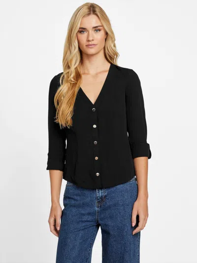 Guess Factory Kadie Woven Top In Black